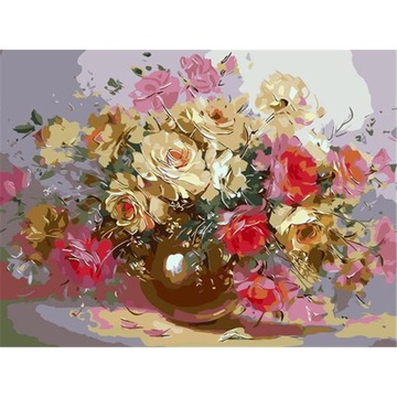 HAFT KRZYŻYKOWY KWIATY RÓŻE MULINA DRUK 30x40