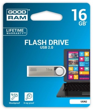 Флеш-накопитель Goodram UUN2 USB 2.0, 16 ГБ, серебристый