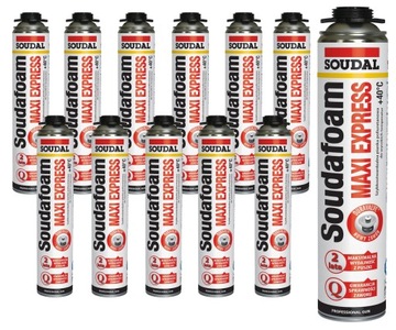 SOUDAL MAXI EXPRESS монтажная пена низкого давления, пистолет для монтажной пены 870мл - 12 шт.