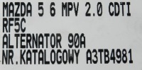 Генератор 90a mazda 5 6 2.0d citd rf5c a3tb4981 Недорого, фото thumb
