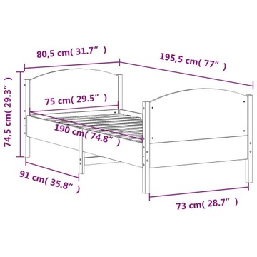 Рама без регулировки VidaXL 60x200