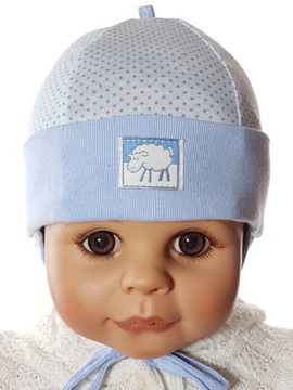 CZAPKA BAWEŁNIANA ZWIERZĄTKA CZAPECZKA WIĄZANA Z USZKAMI 3-6 M-CA 5KOLORÓW