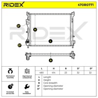 Купити Радіатор води ridex 470r0771 до renault clio 2 bb0/1/2, cb0/1/2 kangoo, фото thumb