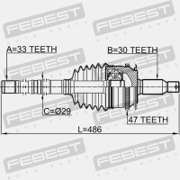 Шрус  наружный задняя с wałem левое  33x485x30 febest 0414-kb4a47l в Украине, фото thumb