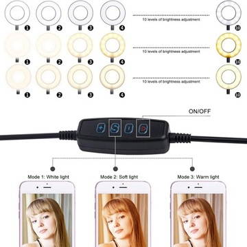 Подсветка Selfie Ring для косметического салона, 10 уровней яркости, 3