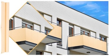 OSŁONA BALKONOWA NA BALKON 0,6X2M MATA BEŻOWA NA TARAS PŁOT UV 99% + GRATIS