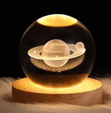 СТЕКЛЯННЫЙ ШАР 3D LED САТУРН ЛАМПА ПОДАРОК