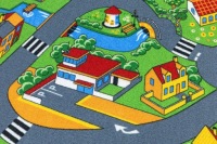 Коврик для детской комнаты мальчика «Город и дорога», из фетра, Little Village, 150x300 см