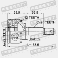 фото thumb №5, Шарнир наружный 22x55x25 febest 0210-n16a42