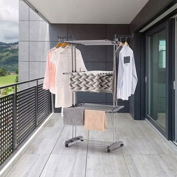SUSZARKA NA PRANIE STOJĄCA PIONOWA SKŁADANA XXL NA BIELIZNĘ UBRANIA BALKON