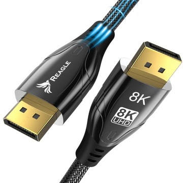 REAGLE KABEL PRZEWÓD DISPLAYPORT 1.4 DP 8K 4K 144Hz HDR DO DISPLAY PORT 1M