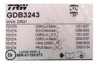 фото thumb №10, Trw gdb3243 тормозные колодки тормозные
