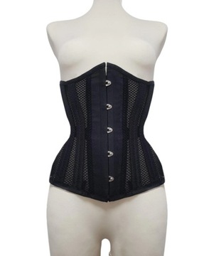 Czarny gorset UNDERBUST wiązany gorset modelujący METALOWE FISZBINY 3XL