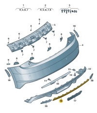 Купить Заглушка решётка заднего бампера góra audi a1 polift aso оригинал, фото thumb