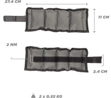 ВЕС НА ЗАПЯСТЬЯ, РУКИ, ГОЛОВОДЫ НОГ, ВЕС 2 x 550 Г, РЕГУЛИРУЕМЫЙ