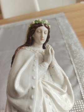 Matka Boska Maria Duża porcelanowa figurka XIX w.