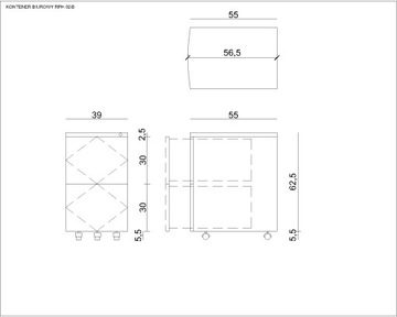 Мобильный офисный контейнер RPH-02-B, черный Уникальный