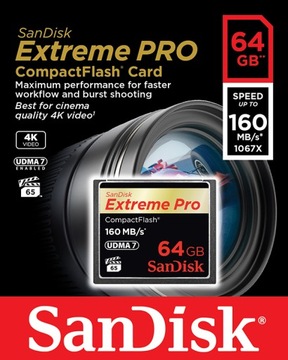 SANDISK 64 ГБ Compact Flash EXTREME PRO CF 160 МБ/с