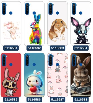 Etui do Xiaomi Redmi Note 8T Wzory Królik Zając Bunny Śmieszne Słodkie