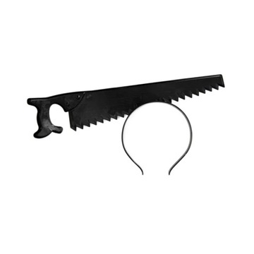 PRZEBRANIE HALLOWEEN OPASKA PIŁA w GŁOWIE STRASZNY STRÓJ DODATKI 36cm 1szt