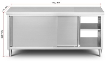 РАБОЧИЙ СТОЛ, ПРОХОДНОЙ ОСТРОВ НЕРЖАВЕЮЩИЙ, ГАСТРОНОМИЧЕСКИЙ ШКАФ INOX, 180см
