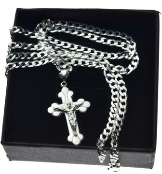 СЕРЕБРЯНАЯ БРОНЯНАЯ ЦЕПЬ 70СМ + ПРАВЫЙ КРЕСТ. 925