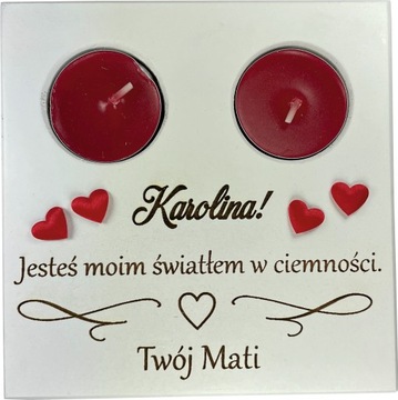 ŚWIECZNIK TEALIGHT WALENTYNKI PREZENT DZIEWCZYNY