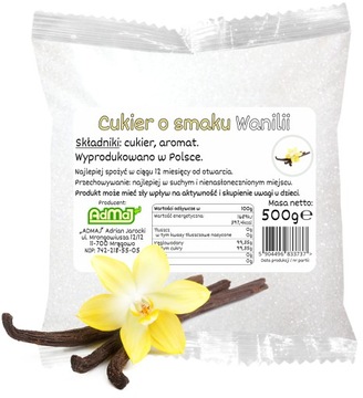 Cukier 0,5kg WANILIA Biały Do Waty Cukrowej 500g Waniliowy Saszetka Suchy
