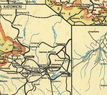 Stara mapa Polskie Koleje Państwowe 1939r. 70x50cm