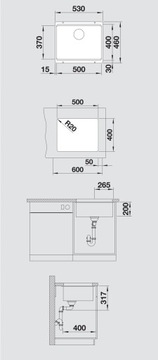 МОЙКА ПОДСТАЛЬНАЯ BLANCO ETAGON 500-U АНТРАЦИТ + СИФОН