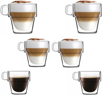 3x2 ZESTAW SZKLANKI TERMICZNE SENSO ESPRESSO LATTE KAWY FILIŻANKI PODWÓJNE