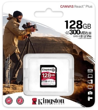 SD-карта KINGSTON REACT PLUS 128 ГБ, 300/260 МБ/с, V90