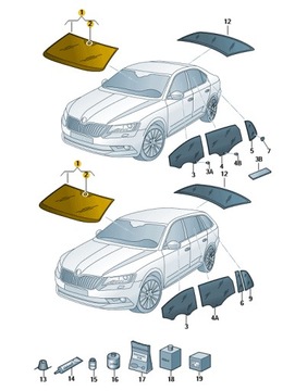 фото thumb №1, Стекло лобовое skoda superb оригинал 3v0845011ae