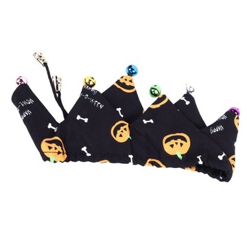 Obroża dla kota na Halloween z dzwoneczkami w wzór dyni regulowana