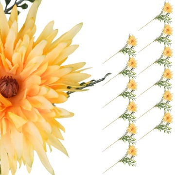 12x SZTUCZNE KWIATY CHRYZANTEMA ŻÓŁTA PIK 41cm Z PAPROTKĄ DO STROIKA KWIAT