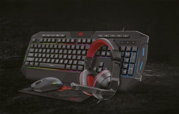 ИГРОВОЙ НАБОР 4 В 1 HAVIT KB501CM, НАУШНИКИ, КЛАВИАТУРА, КОВРИК ДЛЯ МЫШИ