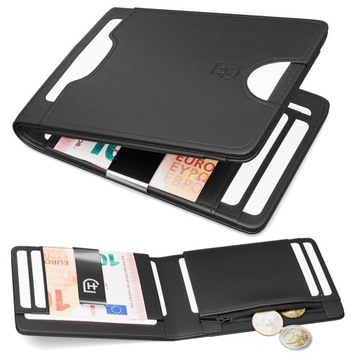 Мужской кожаный кошелек James Hawk Smart Wallet Slim 1,5 см RFID Черный