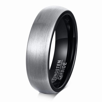 SREBRNO - CZARNA OBRĄCZKA MATOWA WOLFRAM 6MM r.22