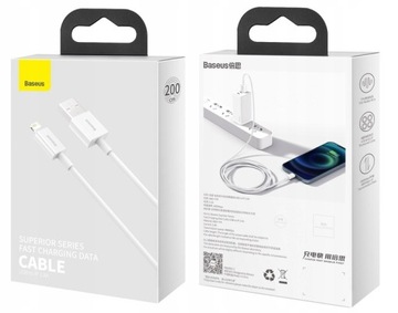 MOCNY KABEL PRZEWÓD BASEUS USB DO IPHONE 6 7 8 X XS 11 12 13 14 2M SZYBKI