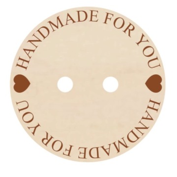 Guzik zawieszka 50 naszywka HAND MADE FOR YOU 2cm