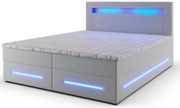 Łóżko LED KONTYNENTALNE MANU 160x200 TAPICEROWANE