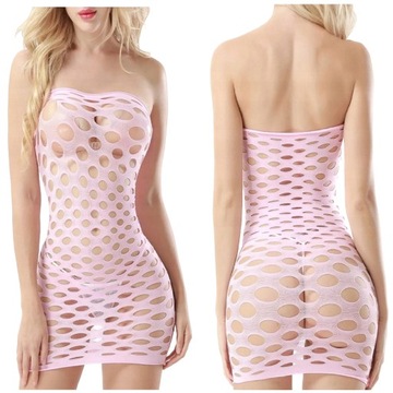 SEKSOWNE BODY EROTYCZNE BIELIZNA DAMSKA EROTYCZNA JASNY RÓŻ TUBA S M L XL