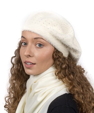 Кремовый BERET Женский берет из альпаки со стразами из альпаки