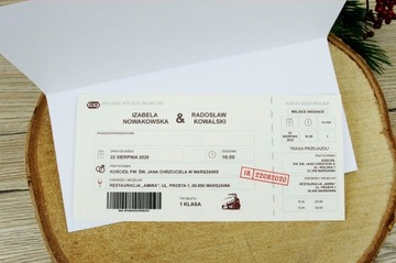 Zaproszenia na ślub wesele BILET KOLEJOWY