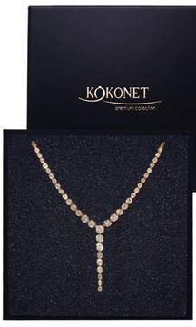Elegancka kolia złota PREMIUM wysadzana cyrkoniami BOGATA ozdobna ślubna