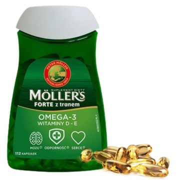 Moller's FORTE Рыбий жир Витамин D3 E Омега-3 кислоты, 112 капсул