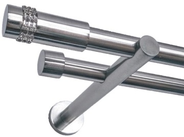 KARNISZ PODWÓJNY METALOWY Fi19/380 NIKIEL+ żabki