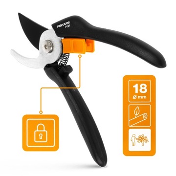 Ножничный секатор для ветвей Fiskars Solid P121 1057160 LIGHT до 18 мм