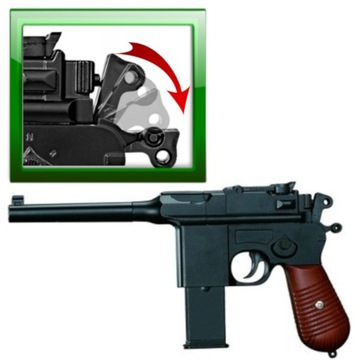 Металлический шариковый пистолет MAUSER C96 ASG, копия 100% металл + 2 диска