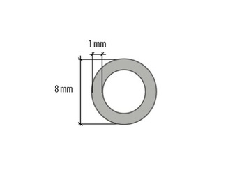 Rura okrągła aluminiuma anoda fi 8mm 1m Srebrna